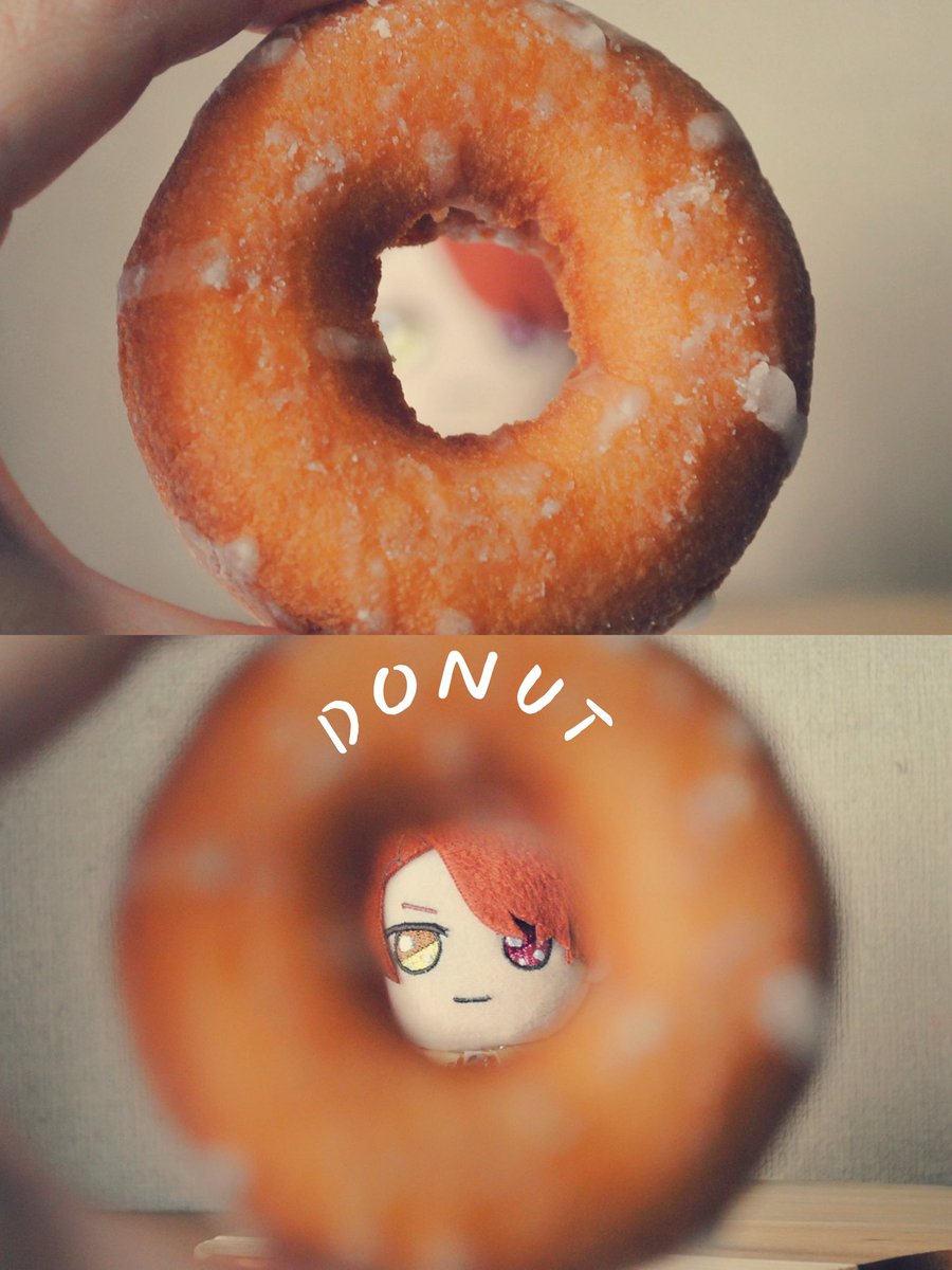 ⟡˖·🍩🅓🅞🅝🅤🅣🍩⟡˖·

#まほやく_ぬい
#金曜ぬいNight

想像よりもすっぽりおさまった🍩
一回やってみたかったのです☺️笑
近所のパン屋の好きどーなつ！