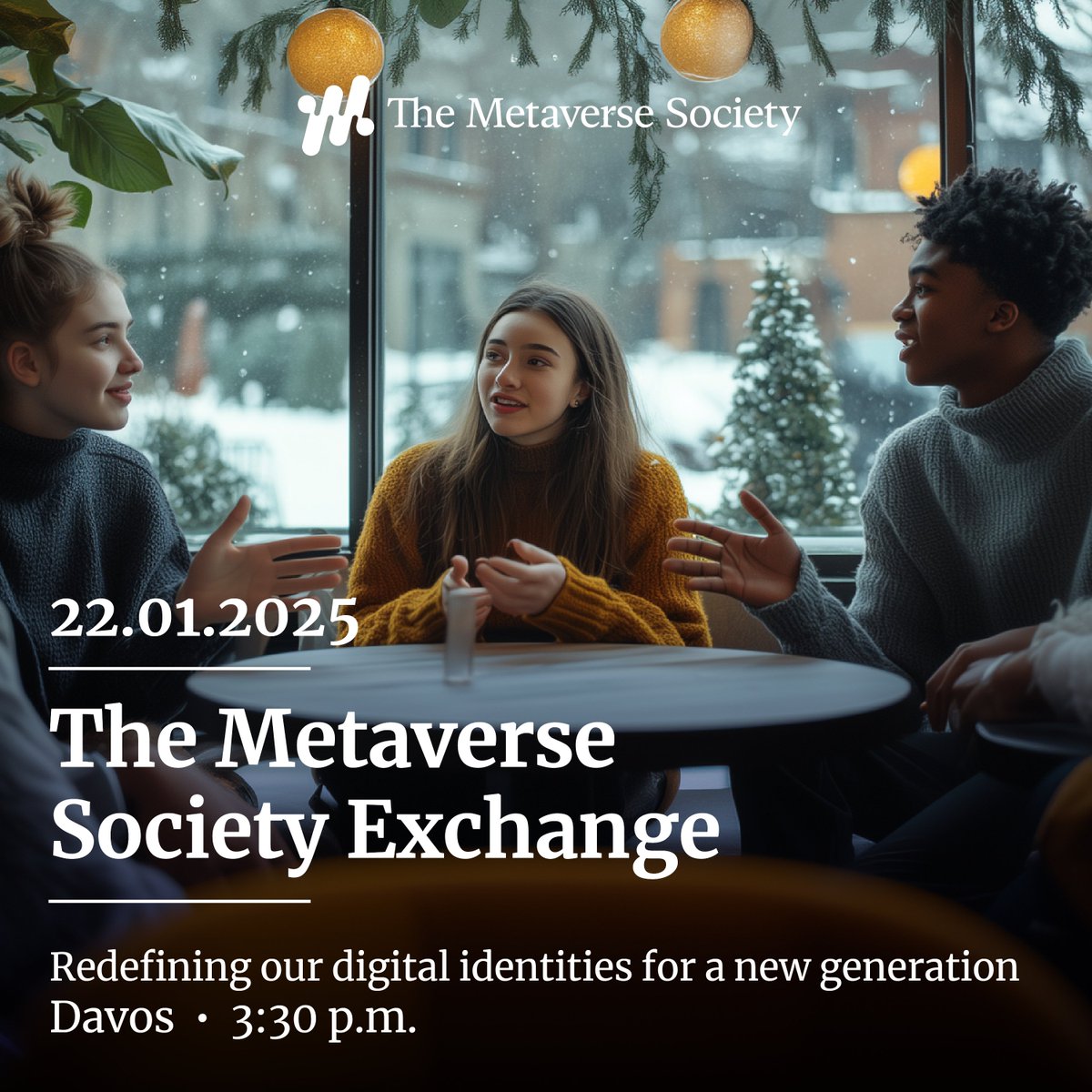themvsociety's tweet photo. The Metaverse Society Exchange in Davos

You don’t want to miss this insightful session where Gen-Z and Gen-Alpha students from Institut auf dem Rosenberg lead the conversation on shaping our digital future. Join us for an interactive discussion on digital identities and virtual society building—offering a fresh perspective during Davos 2025.

This isn't just another Davos panel—it's a unique opportunity to hear directly from the generation that will inherit and transform our digital landscape. Engage with young visionaries as they share their insights on:

Digital identity formation in the metaverse
Building meaningful connections in virtual spaces
The future of society in digital realms

Register now to be part of this transformative dialogue on January 22nd, 2025, in Davos, Switzerland:

https://t.co/MZ6dGqmQkQ

#davos2025 #Metaverse #DigitalIdentity #WEF25 #institutaufdemrosenberg #yeswetrust