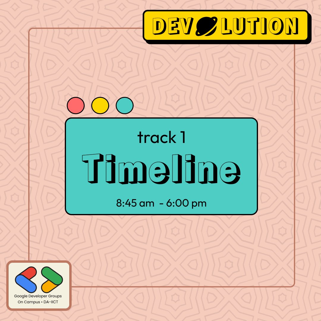 gdgdaiict's tweet photo. ✨Dev-o-lution Track 1 timeline!🚀

Swipe through to see the timeline of speaker sessions!

#Devolution2025 #Innovation #DAIICT #GDSC #TechEvents #devolution #dev_o_lution https://t.co/2WsVYIVBJ7