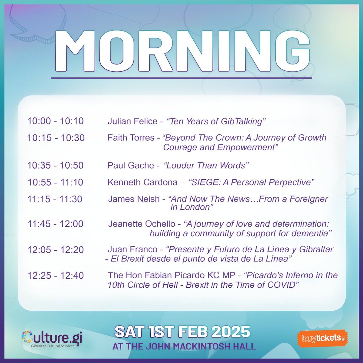 gib_talks's tweet image. A reminder of our 2025 morning schedule! ⌚ 

Tickets are selling fast! Grab yours; buytickets.gi/events/gibtalk…