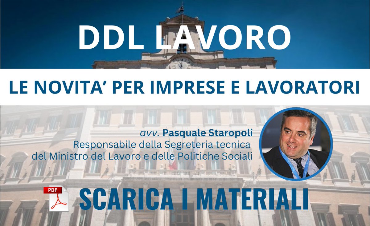 entibilaterali's tweet photo. 𝐋𝐄 𝐍𝐔𝐎𝐕𝐄 𝐑𝐄𝐆𝐎𝐋𝐄 𝐃𝐄𝐋 𝐋𝐀𝐕𝐎𝐑𝐎: 𝐃𝐈𝐒𝐏𝐎𝐍𝐈𝐁𝐈𝐋𝐈 𝐈 𝐌𝐀𝐓𝐄𝐑𝐈𝐀𝐋𝐈 
Relatore: 𝐴𝑣𝑣. 𝑃𝑎𝑠𝑞𝑢𝑎𝑙𝑒 𝑆𝑡𝑎𝑟𝑜𝑝𝑜𝑙𝑖
Scarica i materiali  https://t.co/5i86uSezmx
.
.
#DDLlavoro #contrattilavoro #dirittodellavoro #pasqualestaropoli https://t.co/IrehfAkmnB