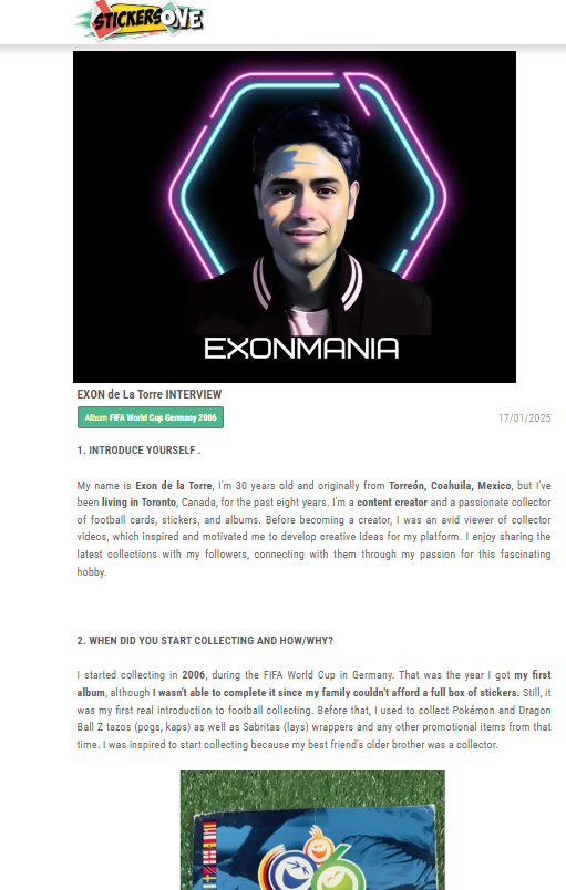 STICKERSONE_COM's tweet photo. NEW INTERVIEW ON LINE !
https://t.co/HntTPfsMAx
#exonmania #exondelatorre #figurinepanini #topps #soccerstickers #soccercards #footballcards #footballstickers #cromos #futbol #futebol #calciocards #followback https://t.co/LeH5Jh7QfJ