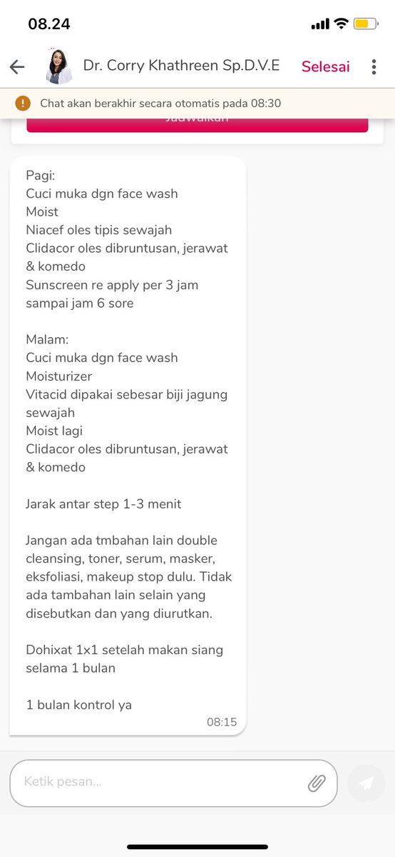 cuisirne's tweet photo. do yourself a favour: konsul ke dr spkk di halodoc, cari voucher di twitter biar murah (aku dapet diskon sampe konsul cmn 7k aja), tanya apa boleh pake vitacid (tretinoin) karena itu obat keras ,butuh resep dokter untuk pake

aku konsul ke dr. corry khathreen. here's what i got https://t.co/2ZJSdcYrXh