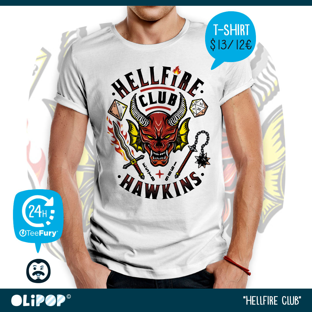 OliPopArt's tweet photo. 🇬🇧 Back on sale my #tshirt “Hellfire Club”, now available 24 hours at @teefury from just $13/12€ 😃
——
https://t.co/WGOFpBLNIt
——
#olipopart #teefury #strangerthings #upsidedown #hawkins #hellfireclub #hellfire #club #rpg #dnd #dungeonsanddragons #demogorgon #demon #devil https://t.co/v2ruxu48mk