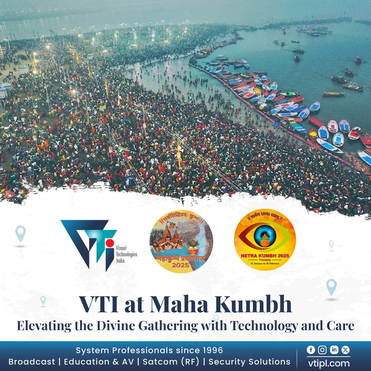 vtipl_india's tweet image. 🎉 We are honored to contribute to the success of Maha Kumbh with our innovative Technology Solutions and expertise in Event Management. 

#NetraKumbh2025 #NetraKumbh #DigitalSolutions #MahaKumbh #AVSetups #CCTVSurveillance #MahaKumbh2025 #TechnologyInEvents #VTIPL