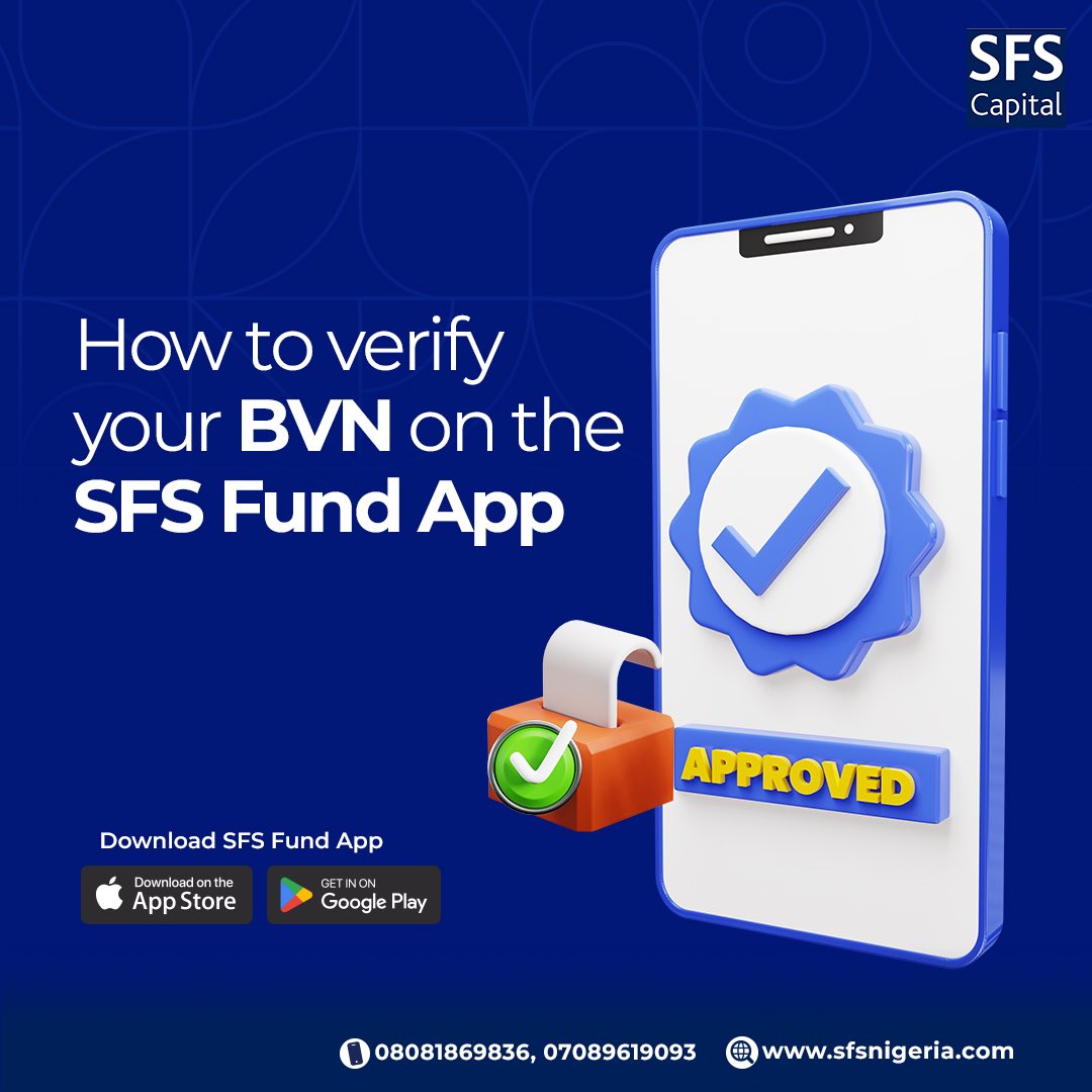 SFS_REIT's tweet photo. Unlock your Dedicated Investment Account on SFS Fund with your BVN.

Need assistance? Reach out to help@sfsfund.com.

#InvestingMadeEasy #SFSFund https://t.co/tkFMv8o4nV