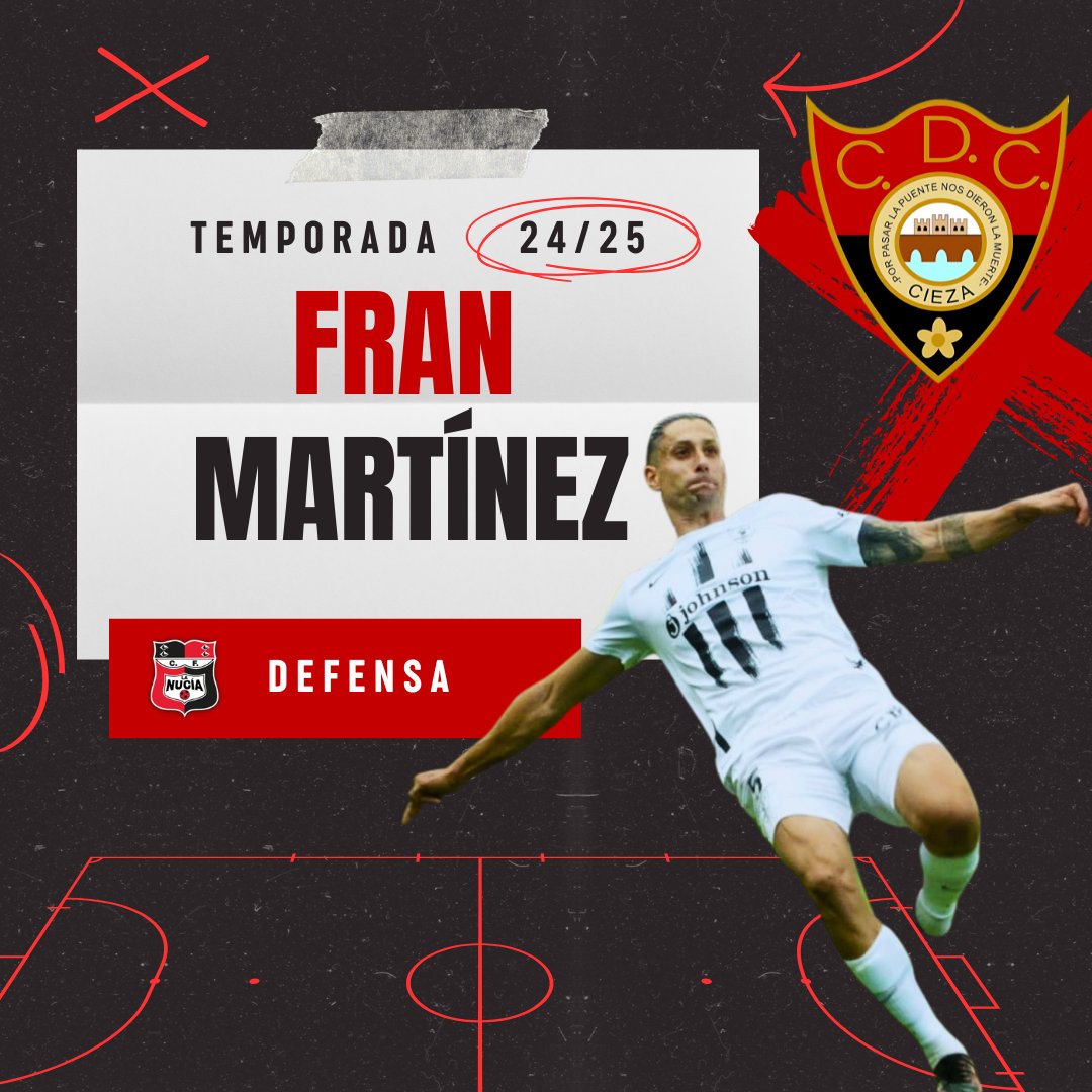 💥| #Fichaje 

📝 El CD Cieza ficha a Fran Martínez, defensa con más de 120 partidos en 2ª RFEF ⚽

🔝 Ha jugado en equipos como La Nucía, Orihuela, Yeclano, Pulpileño, Elche B o San Fernando. Su experiencia será clave en esta segunda vuelta.

¡Bienvenido a La Arboleja, Fran! 🔥