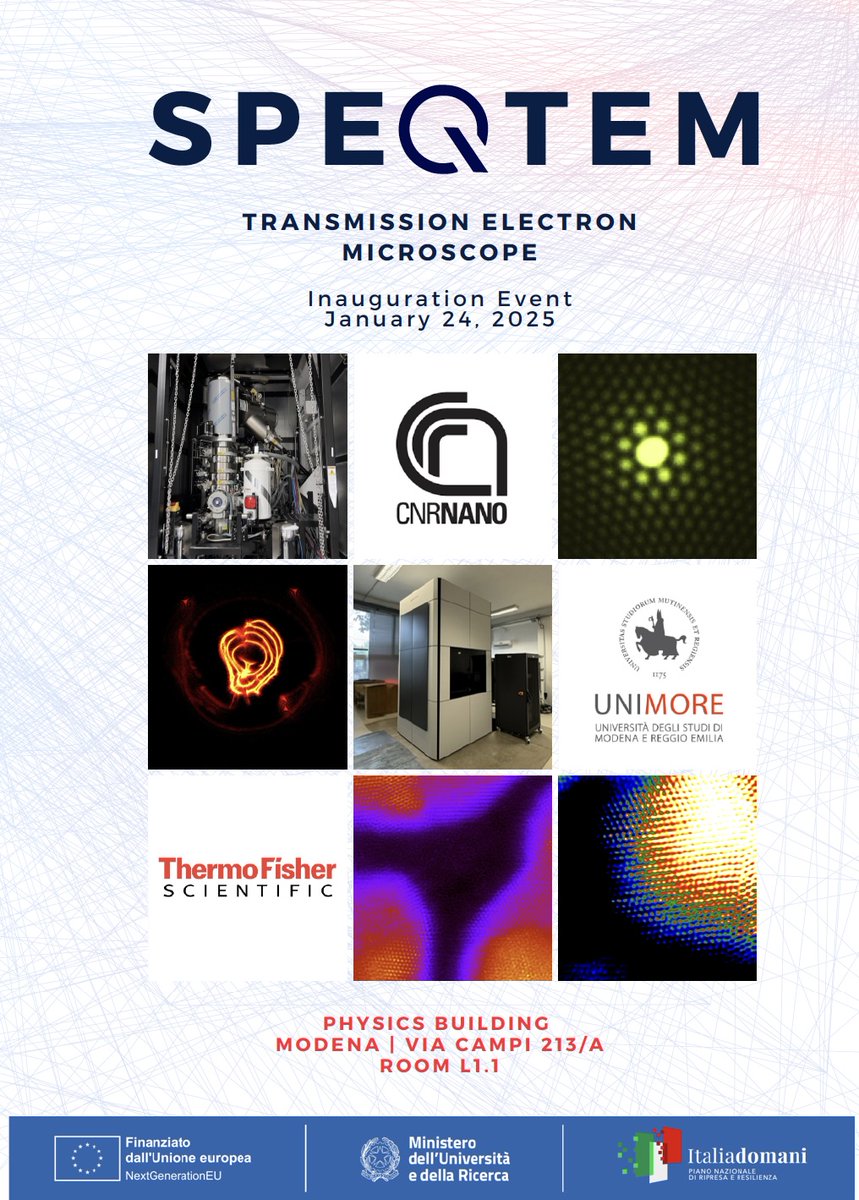 🚀Thrilled to announce the launch of #SPEQTEM, a Spectroscopic Quantum TEM Microscope pushing the boundaries of #quantumscience &amp; materials innovation! A collaboration by @Cnr_nano <a href="/UNIMORE_univ/">UNIMORE</a> <a href="/thermofisher/">Thermo Fisher</a>
🌟A milestone to celebrate on January 24!
Info: nano.cnr.it/eventi-cnr/spe…