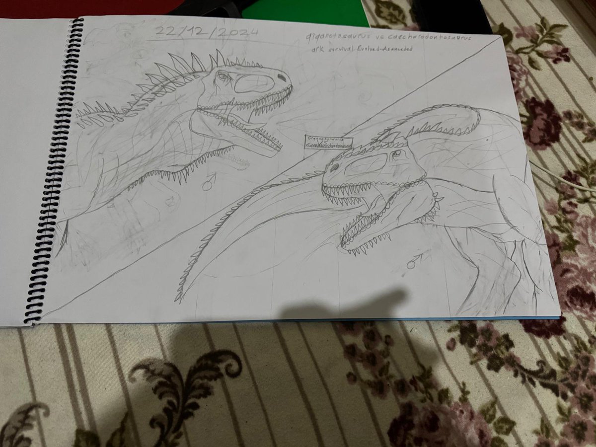 AlperenBaguc's tweet photo. Gigantosaurus vs carcharodontosaurus drawing 🦖🦖 ark Survival asanceded-evolved #arkplay #arkart https://t.co/uf7Lh1HC43