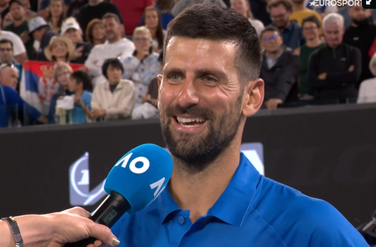 CristinaNcl's tweet photo. Novak:
"I played really well, honestly
Really happy with my game
Surprised with the result
This is def. the best match I played in the tournament

"Sorry mate, I have a wife, maybe we can have a drink later" (marriage proposal?) https://t.co/XajOD5wweK