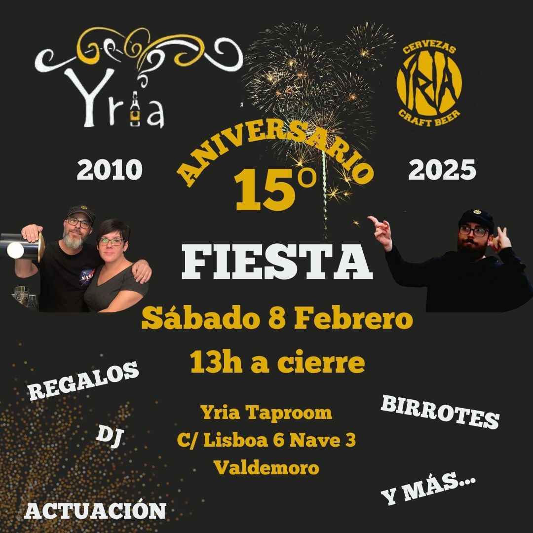 ¡¡Reserva la fecha!!
¡Celebra con nosotros nuestro 15º Aniversario! #yriataproom #cerveza #Valdemoro 
@yriataproom