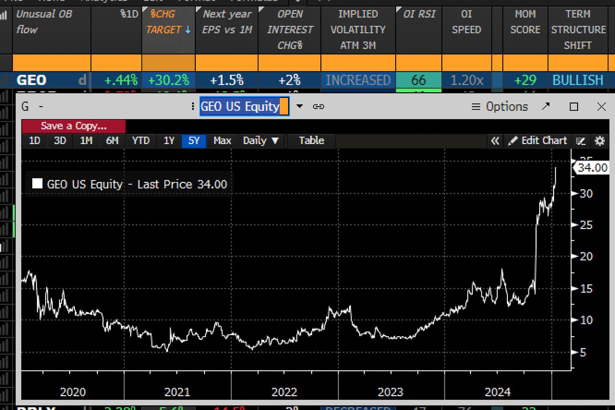AlessioTMAD's tweet photo. $GEO on my screener +30% target estimates

you have to long prisons with trumpduro..

will be posting moar flow soon https://t.co/cphvq8Vjvx