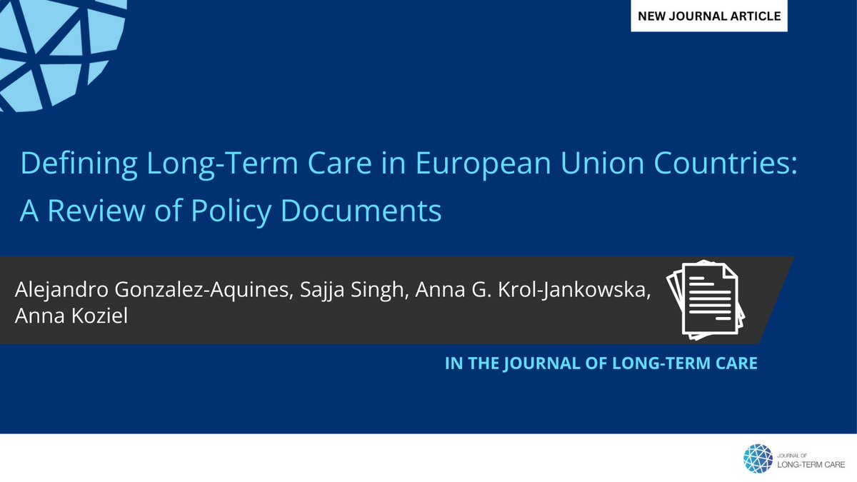 Journal of Long-Term Care (@journalofltc) on Twitter photo NEW JOURNAL ARTICLE: Defining #LongTermCare in #EuropeanUnion Countries: A Review of Policy Documents 📑
<a href="/alejandrogaq/">Alejandro Gonzalez-Aquines, MD, MPH</a>, <a href="/singhsajja/">Sajja Singh</a> , Anna G. Krol-Jankowska and <a href="/annakoziel1/">anna koziel</a> conducted a qualitative document review analysis in this article:
READ NOW: 👉
journal.ilpnetwork.org/articles/10.31… NEW JOURNAL ARTICLE: Defining #LongTermCare in #EuropeanUnion Countries: A Review of Policy Documents 📑
<a href="/alejandrogaq/">Alejandro Gonzalez-Aquines, MD, MPH</a>, <a href="/singhsajja/">Sajja Singh</a> , Anna G. Krol-Jankowska and <a href="/annakoziel1/">anna koziel</a> conducted a qualitative document review analysis in this article:
READ NOW: 👉
journal.ilpnetwork.org/articles/10.31…