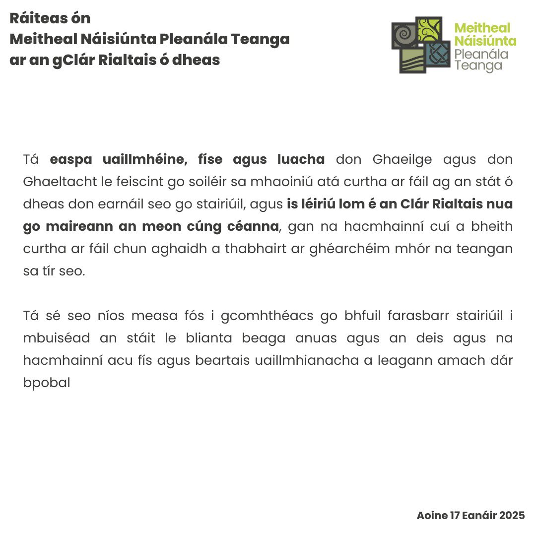 Meitheal Náisiúnta Pleanála Teanga tweet media