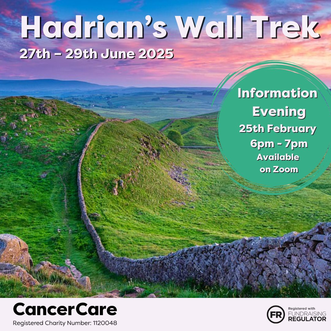 CancerCare (@cancercarelocal) on Twitter photo Step back in time on this epic charity #challenge!
Experience the awe of #HadriansWall on #CancerCare's 2025 #Charity #Trek, held in partnership with the experienced team at <a href="/GlobalAdv/">Global Adventure Challenges</a>.
Join our online info evening on 25/02/2025 6pm
trybooking.com/uk/EIDZ
#UNESCO #UkHikes Step back in time on this epic charity #challenge!
Experience the awe of #HadriansWall on #CancerCare's 2025 #Charity #Trek, held in partnership with the experienced team at <a href="/GlobalAdv/">Global Adventure Challenges</a>.
Join our online info evening on 25/02/2025 6pm
trybooking.com/uk/EIDZ
#UNESCO #UkHikes