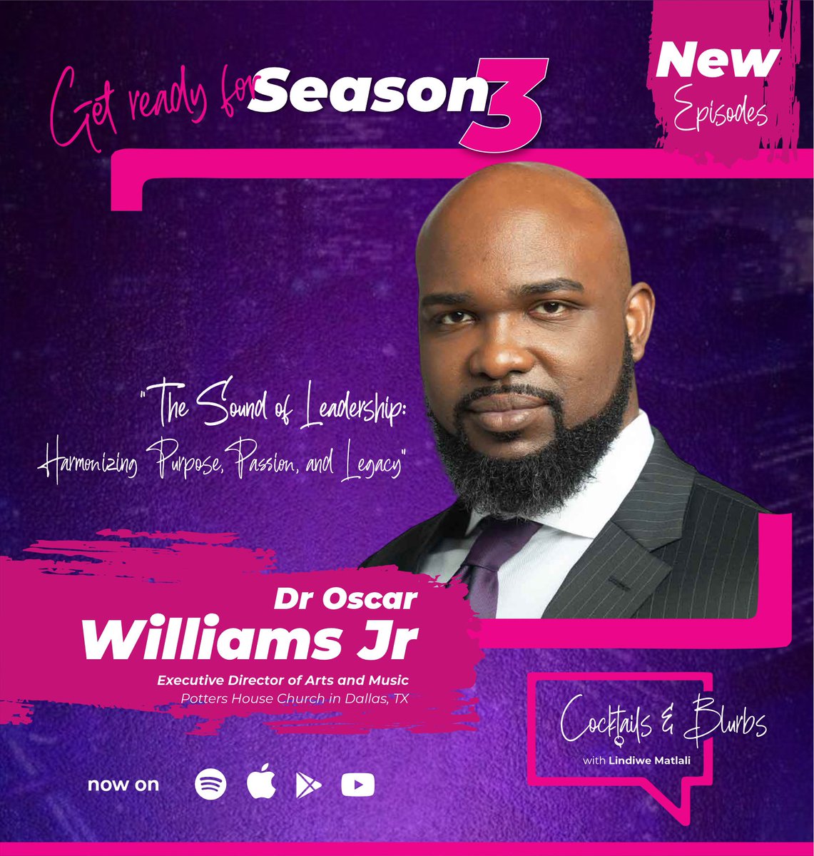 I’m humbled &amp; excited to announce my next #CocktailsandBlurbs guest: the legendary Dr. Oscar Williams Jr.! 🎶

From writing hits like “Forever More” (Karen Clark Sheard) &amp; “All to Thee” (Tamela Mann) to leading arts at T.D. Jakes Ministries, his story inspires.

Stay tuned! 🥂