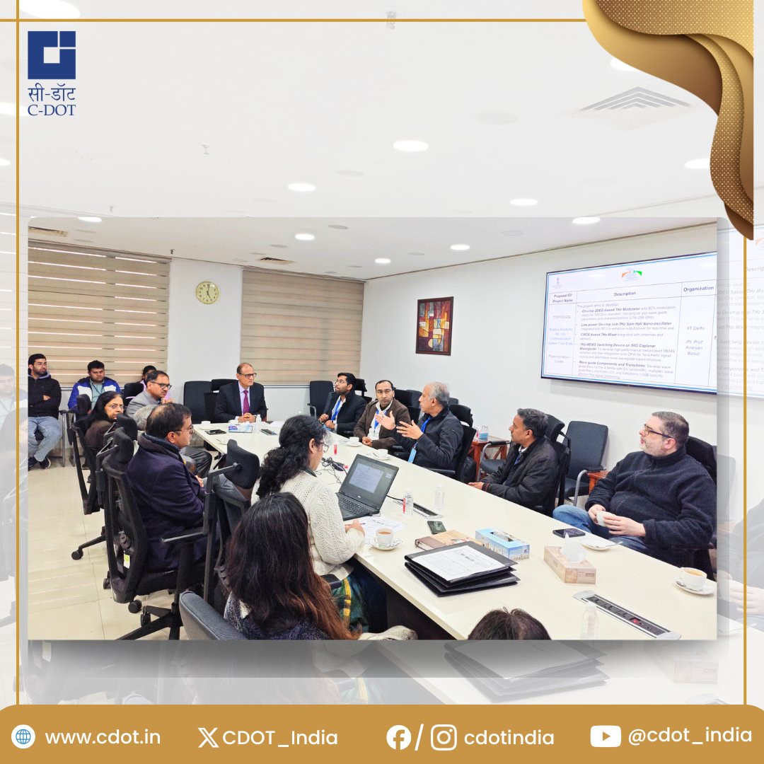 CDOT_India's tweet photo. Pioneering India’s #6G Journey with Optical #Innovation!
@CDOT_India has partnered with @iitbombay to develop Optical Transceiver Chipset for High-Bandwidth 6G Wireless Links under the Telecom Technology Development Fund (#TTDF) scheme by @USOF_India, @DoT_India.
This project aims to develop #chipsets for free-space coherent optical links, designed to:
1. Bring high-speed #connectivity to rural areas and regions where laying optical #fibers is difficult.
2. Provide uninterrupted high-bandwidth #communication through #satellites.
3. Enable last-mile connectivity for #6G applications.
Built on the pillars of #Affordability and #Sustainability, this initiative aligns with the #Bharat6G Vision to make India a global contributor to #6G technology.
This collaboration marks a significant milestone in fostering #innovation and transforming India’s #telecom landscape. Together, we’re shaping the future of communication technology!
Know More: https://t.co/FJARjsvzps
@PIB_India @pib_comm @DoT_India @JM_Scindia @PemmasaniOnX @neerajmittalias @rkupadhyay
#6G #MakeInIndia #AtmanirbharBharat #DigitalIndia #TelecomInnovation