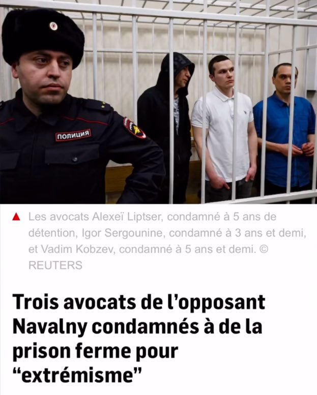 Encore une fois, en Russie comme ailleurs dans le monde, les avocats payent un lourd tribut pour avoir simplement exercé leur métier. Partout, continuons à défendre la défense sans laquelle il n’y a pas d’Etat de droit ! <a href="/CNBarreaux/">Conseil national des barreaux - les avocats</a> <a href="/Conf_Batonniers/">ConférenceBâtonniers</a>