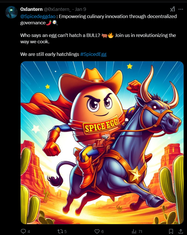 0xlantern_'s tweet photo. @Spicedeggdao @IOlleres @0xSennn1001 @0xbickk @casimirovin @JLouiszxc 
Joined tg under 100 members, supported the DAO since day1 RAID, RT, Engagements

2WL42qv891seoP1HBMQdxr4XWESQcRLX18AKWjiH9Weq

https://t.co/5MmFimN2Vm https://t.co/U9jSpop83z