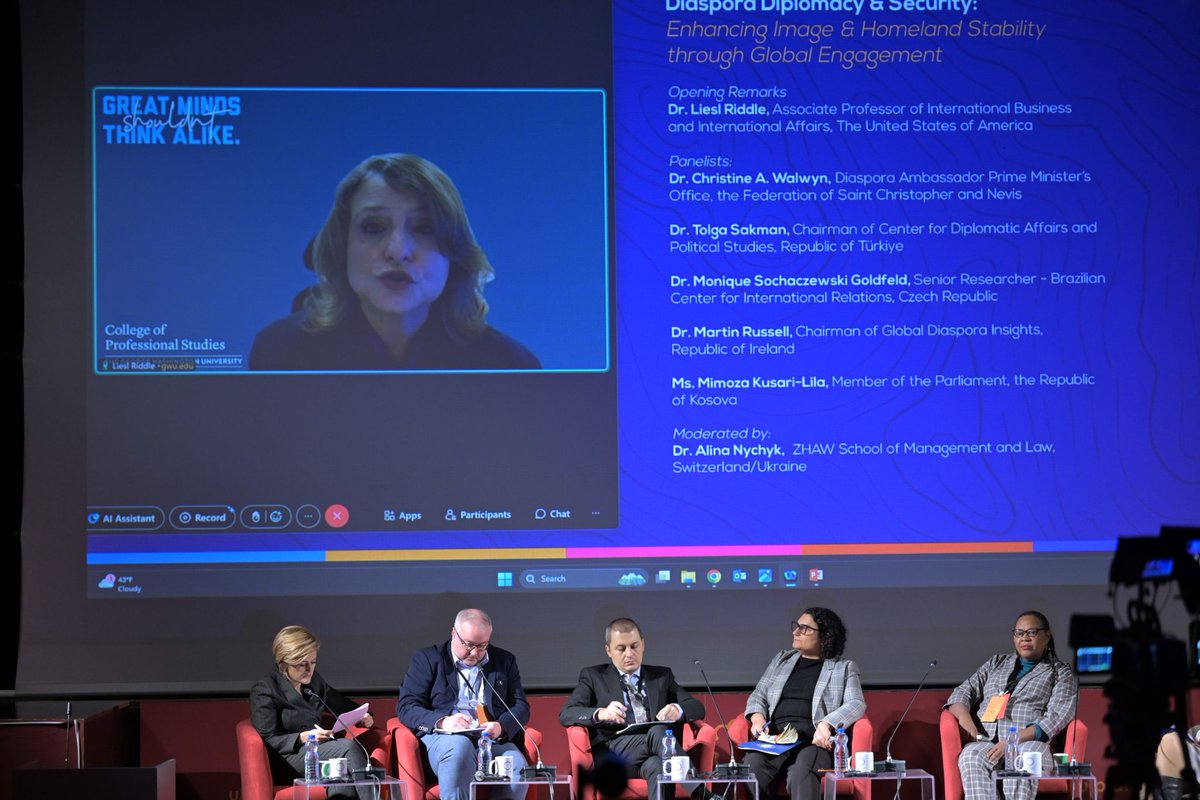 🌍 “Diasporas are not just representatives abroad—they are architects of global collaboration.”

Mrs. Liesl Riddle highlights the power of diaspora diplomacy in strengthening national image and stability.

Watch her full remarks at #UlpianaForum2024 👇
🎥 youtube.com/watch?v=7fdbo0…