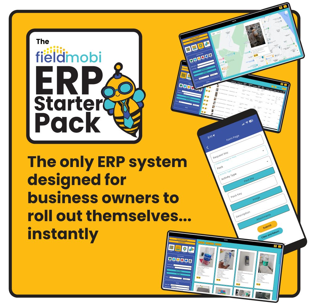 fieldmobi's tweet image. Empower yourself with the Fieldmobi ERP Starter Pack - the only ERP system designed for business owners to roll out themselves, instantly. No delays, no hassle - just results. 🚀 #Fieldmobi #ERPForEveryone #InstantSetup #ERPforSmallBusiness #ERP