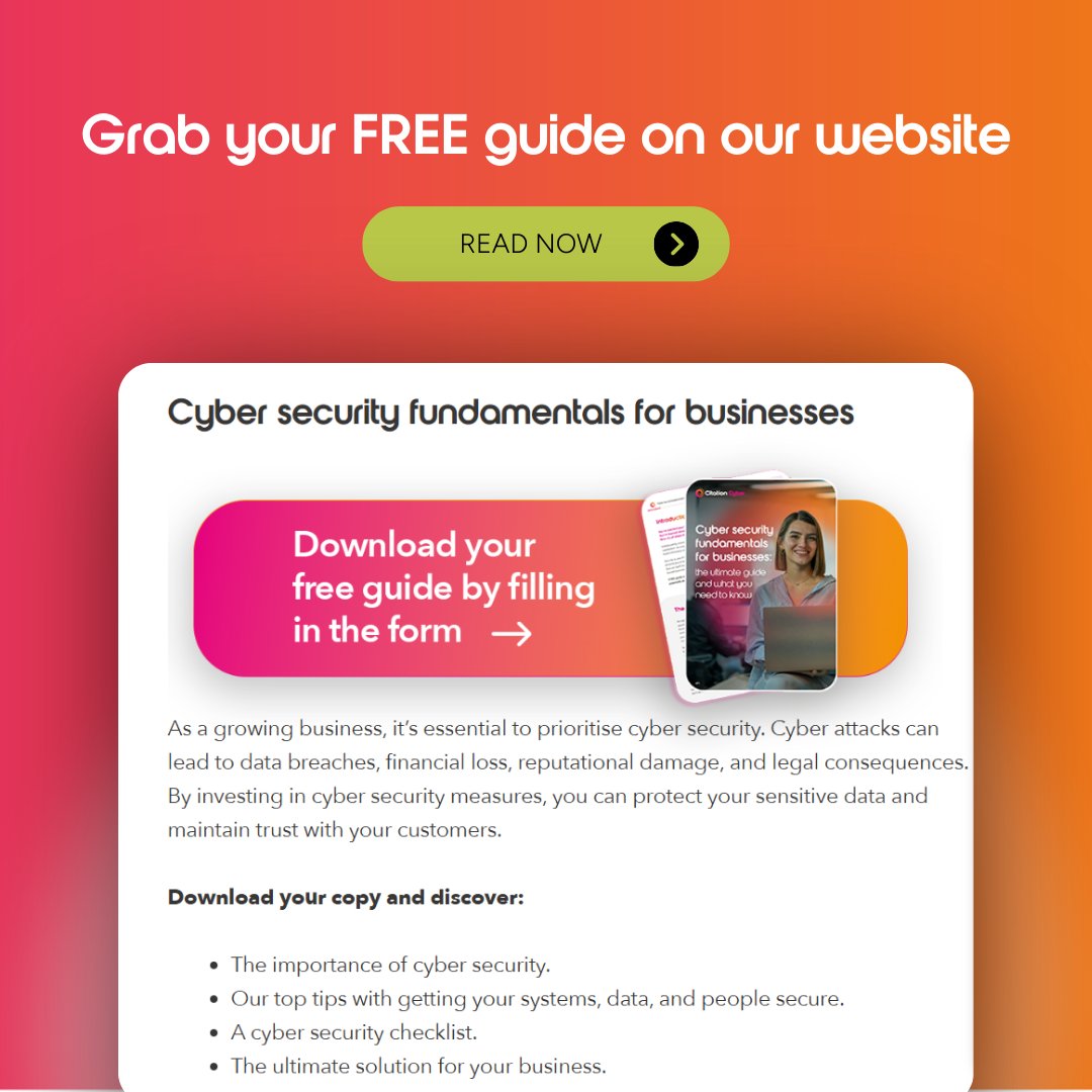 Cyber security doesn’t have to be complicated. 

Our Cyber Security Fundamentals Guide for Businesses breaks down the essential steps to protect your business from cyber threats. 💻

Download it today: eu1.hubs.ly/H0fxBFn0

#FreeGuide