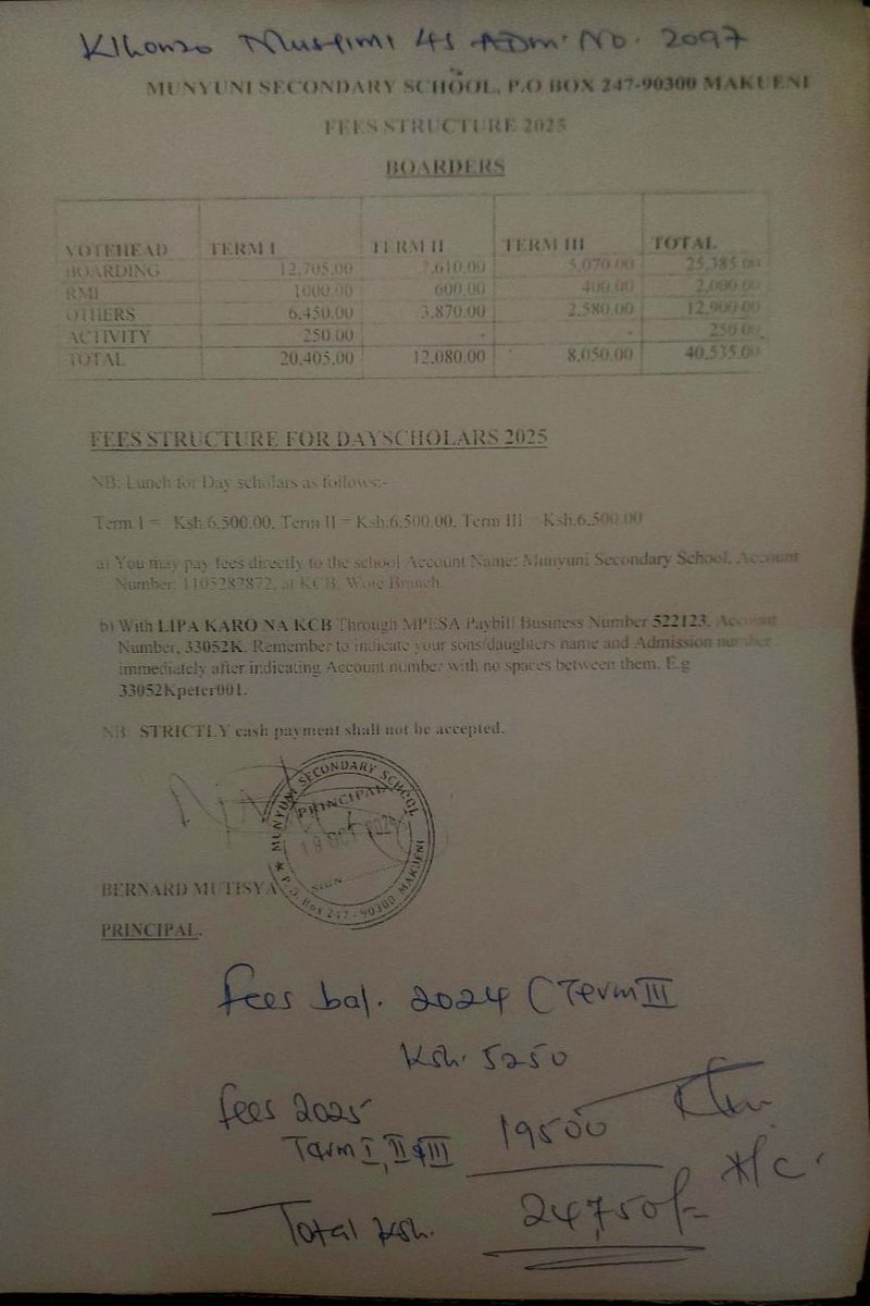 cmk_ke's tweet photo. Let us help a  Form 4 student return to school. He has a balance of 24,750 (inc. this year's fees).  He has been out of school for two weeks and risks discontinuing his education. Contributions can be made directly to the school account.
Paybill: 522123
Acc: 33052KJames2097

Rt. https://t.co/ACk11dxpzs
