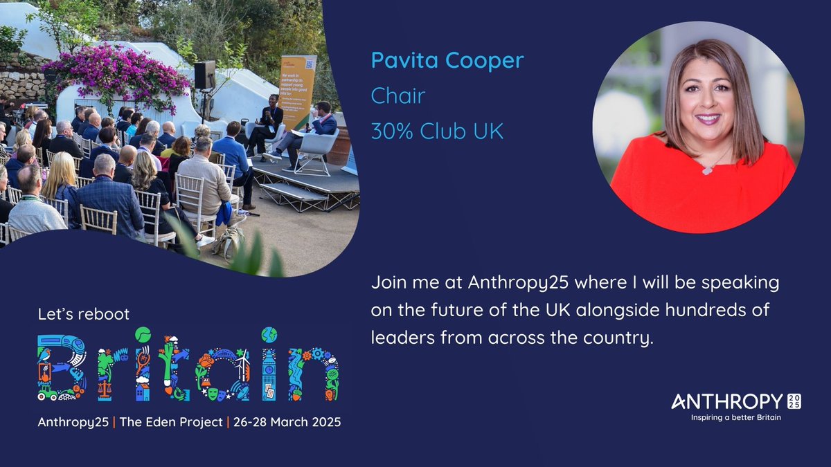 Anthropy (@anthropyuk) on Twitter photo 📢 Speaker announcement: Pavita Cooper, Chair, 30% Club UK
Join us at #Anthropy25 for a unique opportunity to inspire a brighter Britain alongside leaders from across the UK.
Join us in March and lets inspire a brighter Britain: lnkd.in/eUrkfgUd
#Anthropy <a href="/pavitacooper/">pavita cooper</a> 📢 Speaker announcement: Pavita Cooper, Chair, 30% Club UK
Join us at #Anthropy25 for a unique opportunity to inspire a brighter Britain alongside leaders from across the UK.
Join us in March and lets inspire a brighter Britain: lnkd.in/eUrkfgUd
#Anthropy <a href="/pavitacooper/">pavita cooper</a>