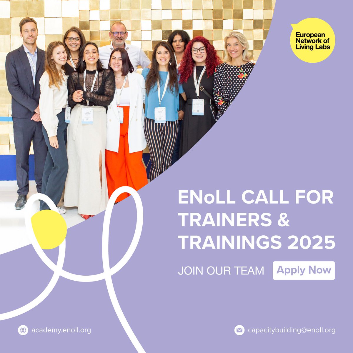 🚀Join the ENoLL team in exciting learning adventures as a Living Lab Trainer! 🧑‍🏫

Apply now to our #CallforTrainers &amp; #Training Proposals 2025, share engaging training ideas with us, &amp; make a real impact!

⏰Deadline to apply: February 10, 2025! tinyurl.com/3at6cmhm