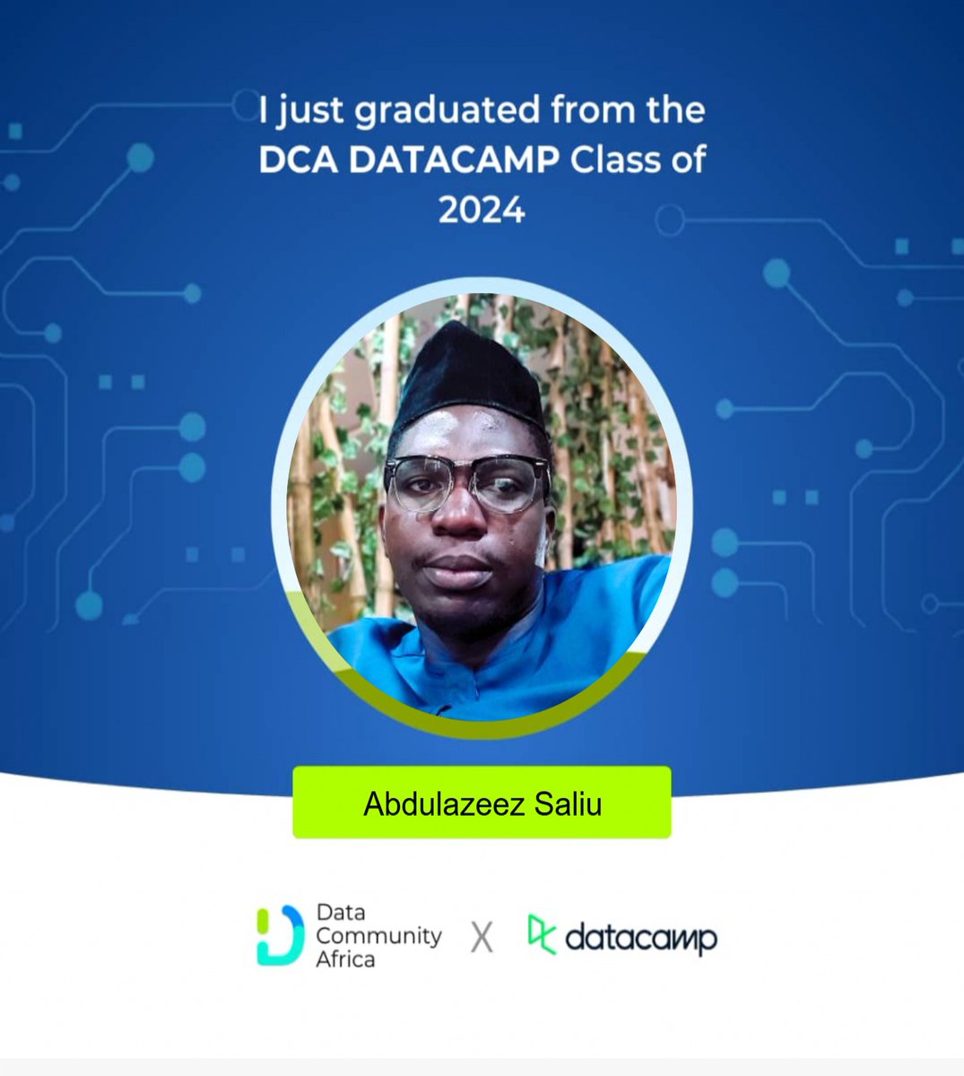 Podosci's tweet image. I am proud to graduate from the DCA DATACAMP Class of 2024. This journey was one of growth, learning, and incredible connections. Grateful for the unwavering support from @DataCamp  @DataFestAfrica  @Rita_tyna @Toby_Davids @DavidAbu_ 
#DCAGRAD2024 #DataCommunityAfrica #DCAD