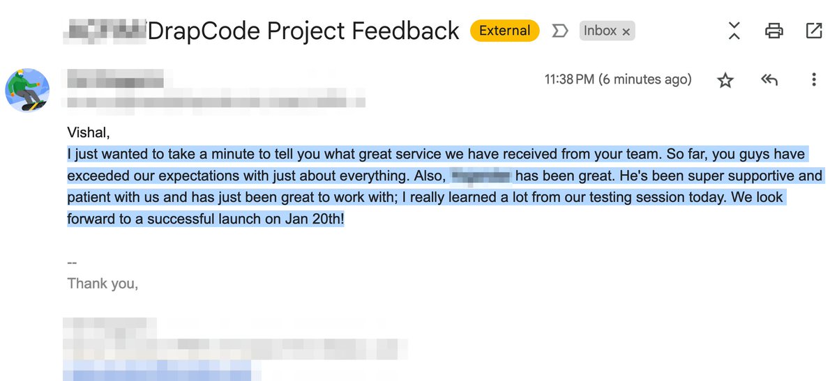 drapcode's tweet image. It&apos;s heartwarming to receive such positive feedback ☺️