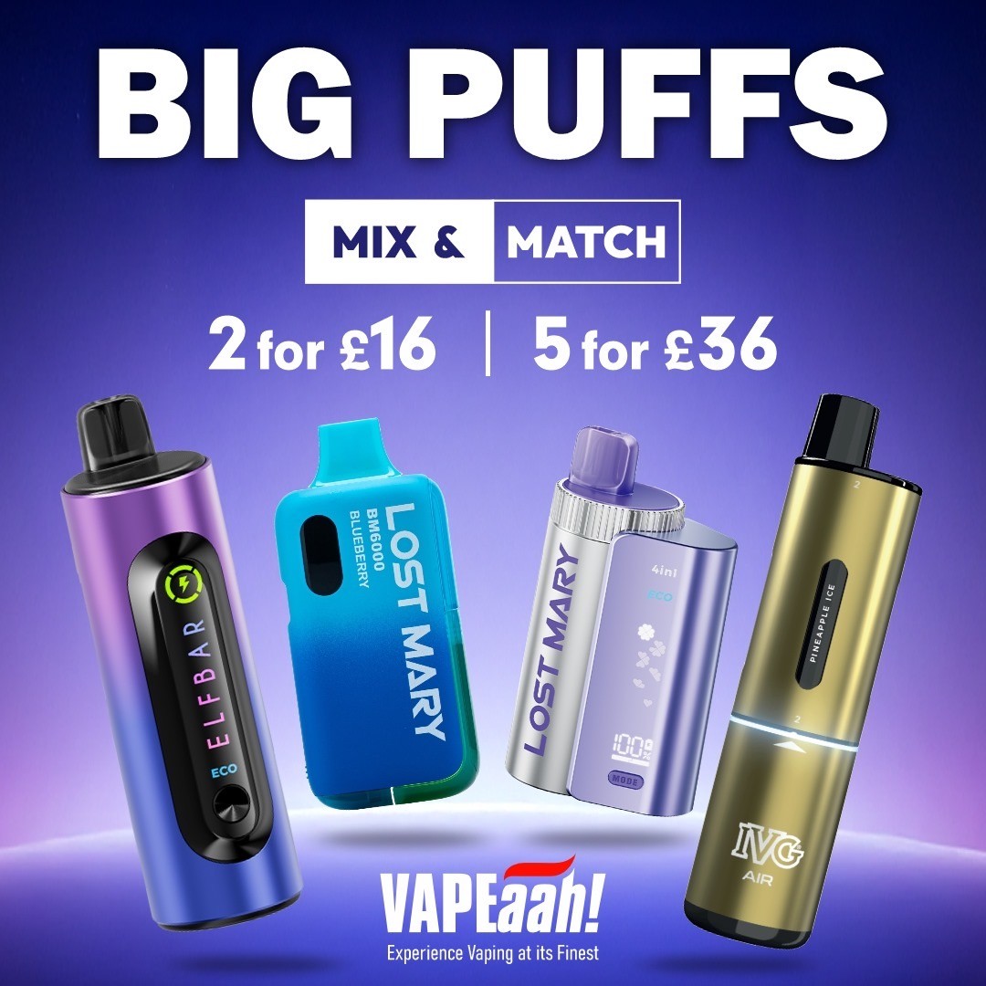 vapeaah's tweet photo. Big Puffs Mix &amp; match offer. Grab yours one at amazing prices.

Do visit our website https://t.co/jpeu7YT9iz https://t.co/TkZC4J0hAb