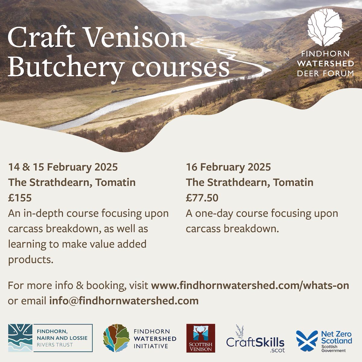 Scottish Venison (@scotvenison) on Twitter photo Findhorn Watershed Deer Forum with <a href="/ScotCraft/">CraftSkills.Scot</a> and <a href="/ScotVenison/">Scottish Venison</a> is holding both a one-day and two-day venison butchery course at Strathdearn Hub, Tomation on 14, 15 and 16 Feb. See findhornwatershed.com/whats-on for more info Findhorn Watershed Deer Forum with <a href="/ScotCraft/">CraftSkills.Scot</a> and <a href="/ScotVenison/">Scottish Venison</a> is holding both a one-day and two-day venison butchery course at Strathdearn Hub, Tomation on 14, 15 and 16 Feb. See findhornwatershed.com/whats-on for more info