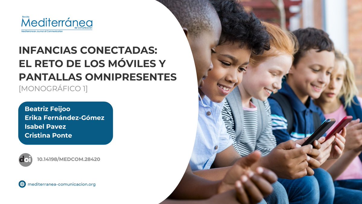 Revista Mediterránea (@rmcomu) on Twitter photo 👧📱 "Infancias conectadas: el reto de los móviles y pantallas omnipresentes" abre el primer monográfico del nuevo vol. 16, núm. 1 de #RMC.
By <a href="/Beu1987/">Beatriz Feijoo</a>, <a href="/EriFG/">Erika Fernández</a>, Isabel Pavez & Cristina Ponte.
▶️ doi.org/10.14198/MEDCO…
#infancia #móvil #pantalla 👧📱 "Infancias conectadas: el reto de los móviles y pantallas omnipresentes" abre el primer monográfico del nuevo vol. 16, núm. 1 de #RMC.
By <a href="/Beu1987/">Beatriz Feijoo</a>, <a href="/EriFG/">Erika Fernández</a>, Isabel Pavez & Cristina Ponte.
▶️ doi.org/10.14198/MEDCO…
#infancia #móvil #pantalla