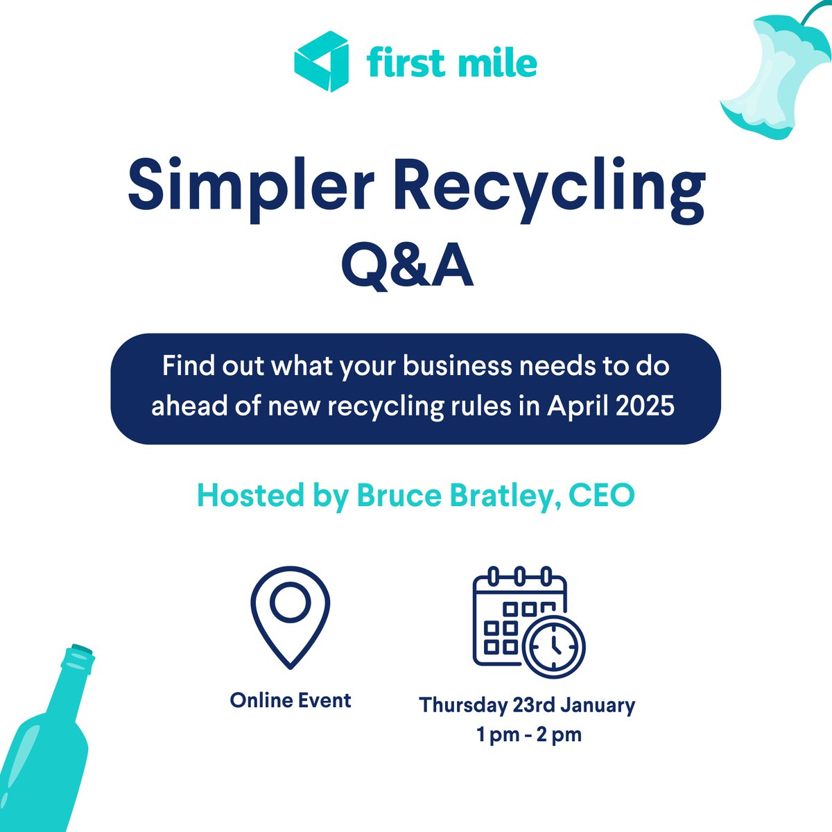 Got questions on Simpler Recycling? Join us on Thursday where we'll guide you through the steps you need to take and answer all your questions ahead of the upcoming changes.

📅 23rd January 2025

🕐 1 PM - 2 PM GMT

📍 Online Webinar

eventbrite.co.uk/e/120301026909…

#SimplerRecycling