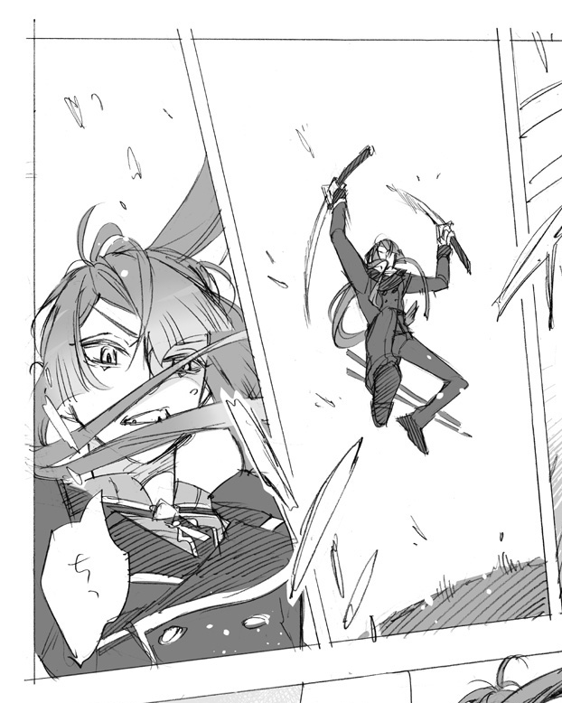 戦闘シーンでは顔に髪束をかけるのも好きです 好き 