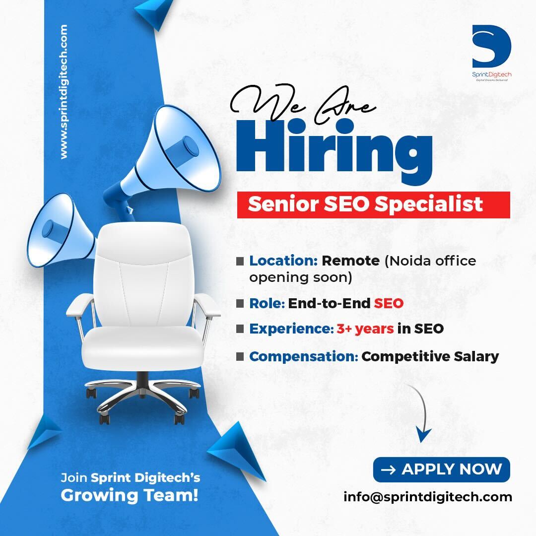 sprintdigitech's tweet photo. 🚀 We’re hiring! Join our team as a Senior SEO Specialist and help us grow. 3+ years experience required. Apply now! 🌟 
#SEOJobs #WeAreHiring https://t.co/NTVM2UqJcd