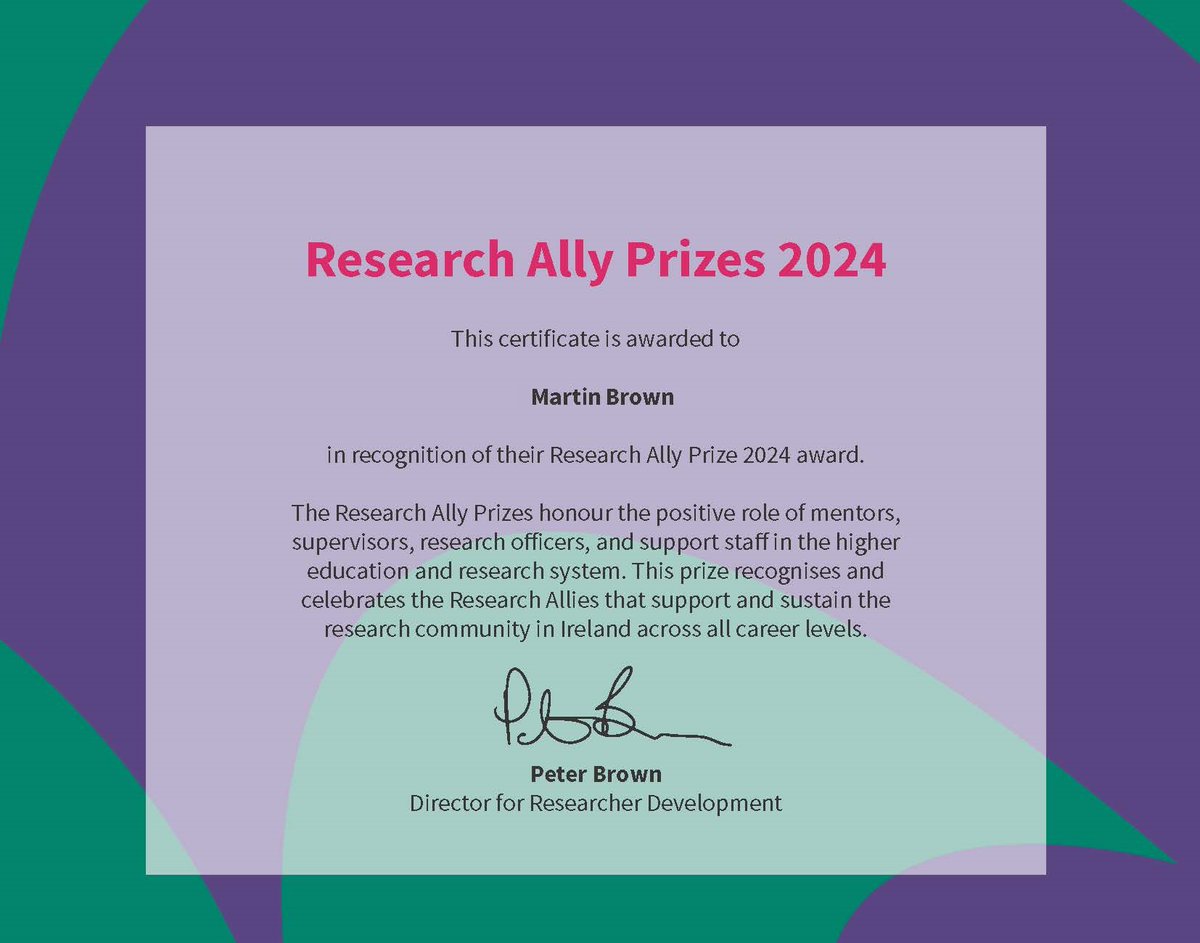 Martin Brown (@mbrowndcu) on Twitter photo I am delighted to receive a Research Ireland: <a href="/IrishResearch/">We are now Research Ireland</a> Research Ally Prize in recognition of my role as a mentor and supervisor. Totally unexpected. Massive congratulations also to all recipients at <a href="/DCU/">Dublin City University</a> and nationally <a href="/DCU/">Dublin City University</a> @dcu_ioe <a href="/DCU_Research/">DCU Research</a> <a href="/hea_irl/">HEA</a> <a href="/IrishResearch/">We are now Research Ireland</a> I am delighted to receive a Research Ireland: <a href="/IrishResearch/">We are now Research Ireland</a> Research Ally Prize in recognition of my role as a mentor and supervisor. Totally unexpected. Massive congratulations also to all recipients at <a href="/DCU/">Dublin City University</a> and nationally <a href="/DCU/">Dublin City University</a> @dcu_ioe <a href="/DCU_Research/">DCU Research</a> <a href="/hea_irl/">HEA</a> <a href="/IrishResearch/">We are now Research Ireland</a>