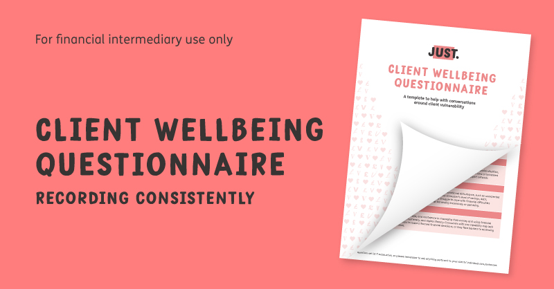 📢Advisers. Support the wellbeing of your clients with our Client wellbeing questionnaire. It’ll help you to be consistent when asking questions and formulating actions around vulnerability.

Get it here: ow.ly/jqJO50UHyX6

#VulnerabilityMatters #JustVC