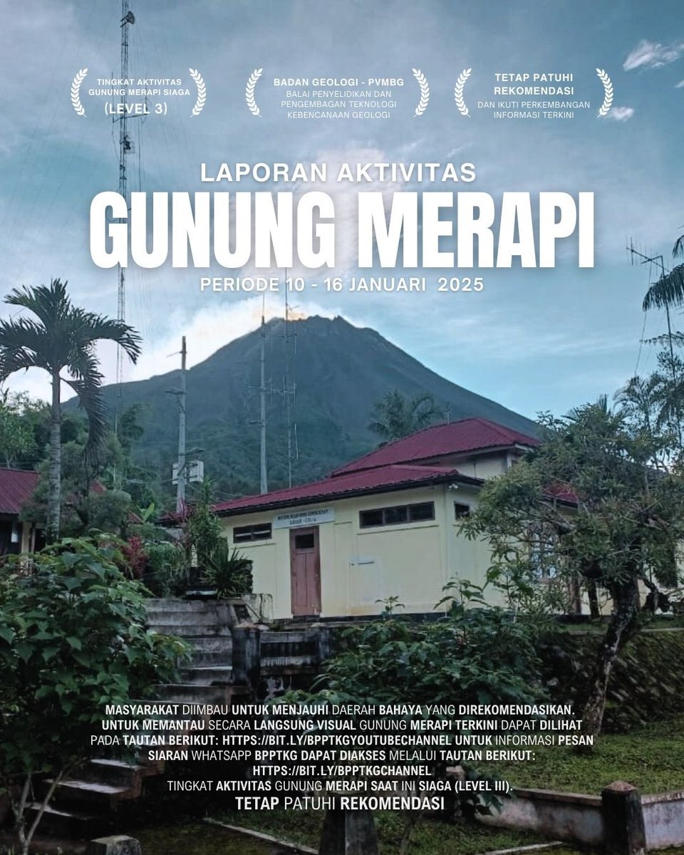 BPPTKG's tweet photo. Halo Warga Merapi!
Berikut kami sampaikan Laporan Aktivitas G. Merapi Tanggal 10 - 16 Januari 2025. Laporan dapat diunduh pada tautan berikut : https://t.co/NhFypioWRI

#aktivitasmerapi  #siagamerapi https://t.co/FOClNTl6wF