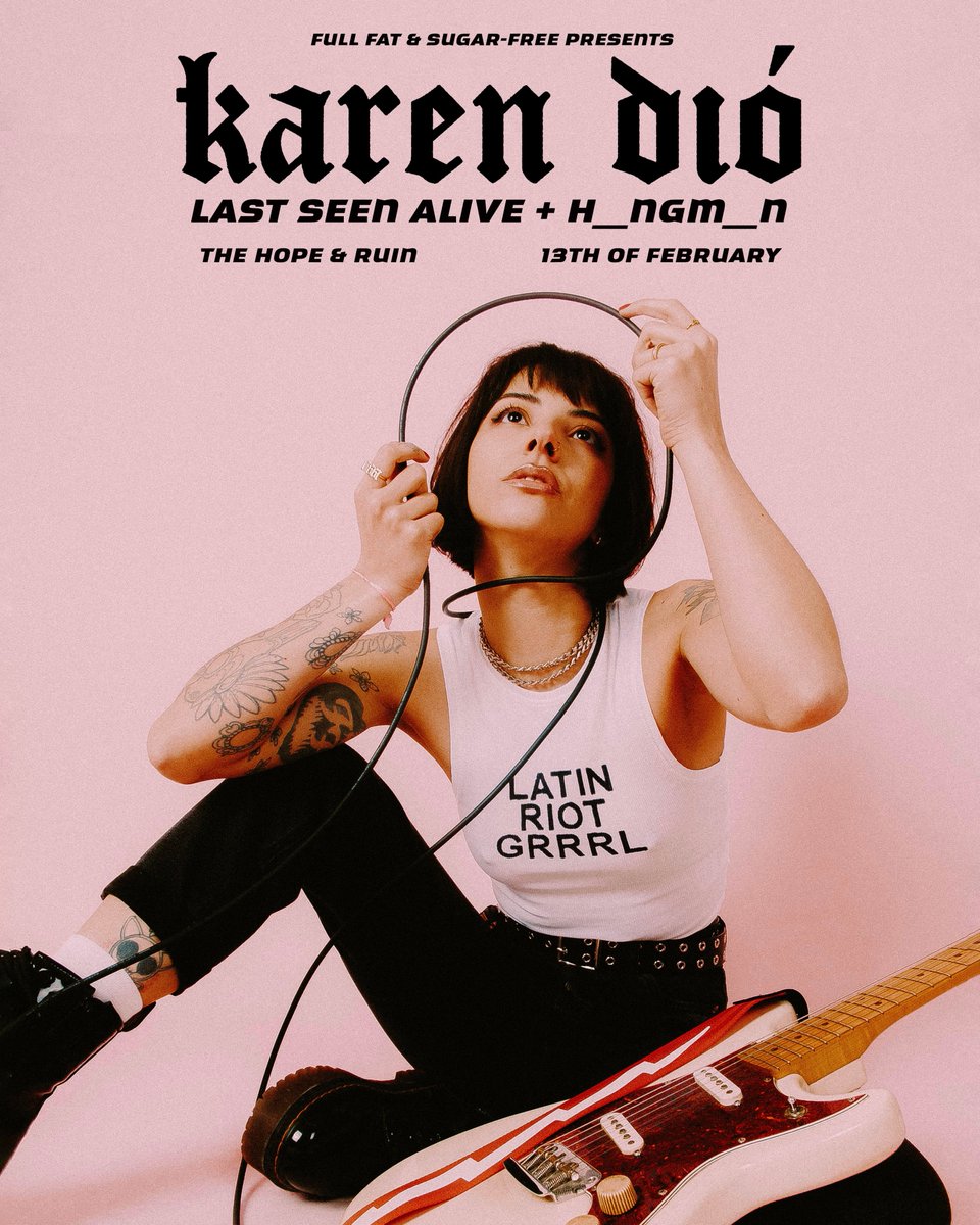 Sugar-Free Records (@sugarfreeuk) on Twitter photo Pleased to announce that joining <a href="/karendioxx/">KAREN DIÓ</a> at her Brighton show next month we've got <a href="/LastSeenAliveUK/">Last Seen Alive</a> & <a href="/hngmnuk/">h_ngm_n</a> 🔥 don't miss it at <a href="/thehopeandruin/">The Hope & Ruin</a> on Thursday 13th February!
Tickets: bit.ly/karendio_btn Pleased to announce that joining <a href="/karendioxx/">KAREN DIÓ</a> at her Brighton show next month we've got <a href="/LastSeenAliveUK/">Last Seen Alive</a> & <a href="/hngmnuk/">h_ngm_n</a> 🔥 don't miss it at <a href="/thehopeandruin/">The Hope & Ruin</a> on Thursday 13th February!
Tickets: bit.ly/karendio_btn
