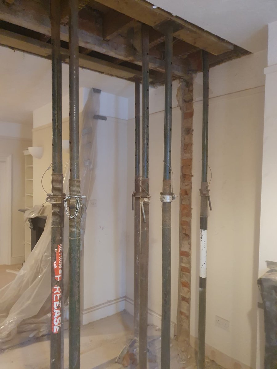 Time to get the Acrow props out again. Nice little structural alteration job creating an open plan space in this property. And if you look closely you can see the van doing it's advertising job through the curtains 😆
#StructuralAlterations #OpenPlan #PropertyDevelopment