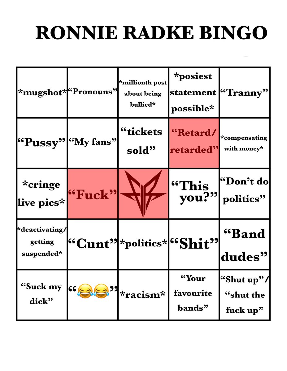Ronnie radke bingo (@ronniebingo) on Twitter photo 