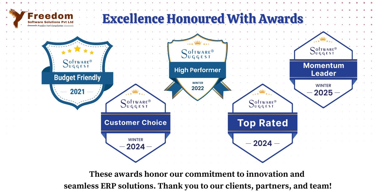erp_freedom's tweet photo. We're thrilled to announce that Freedom software solutions has received the Software Suggest in these five categories this year
 #FreedomSoftwareSolutions #Freedomerp #softwaresuggest #bestsoftwarepartner #Erpsoftware #ERP #freedomnote360 #erp #erpsoftware #IoT #freedompaydesk https://t.co/veqUtsZrhZ