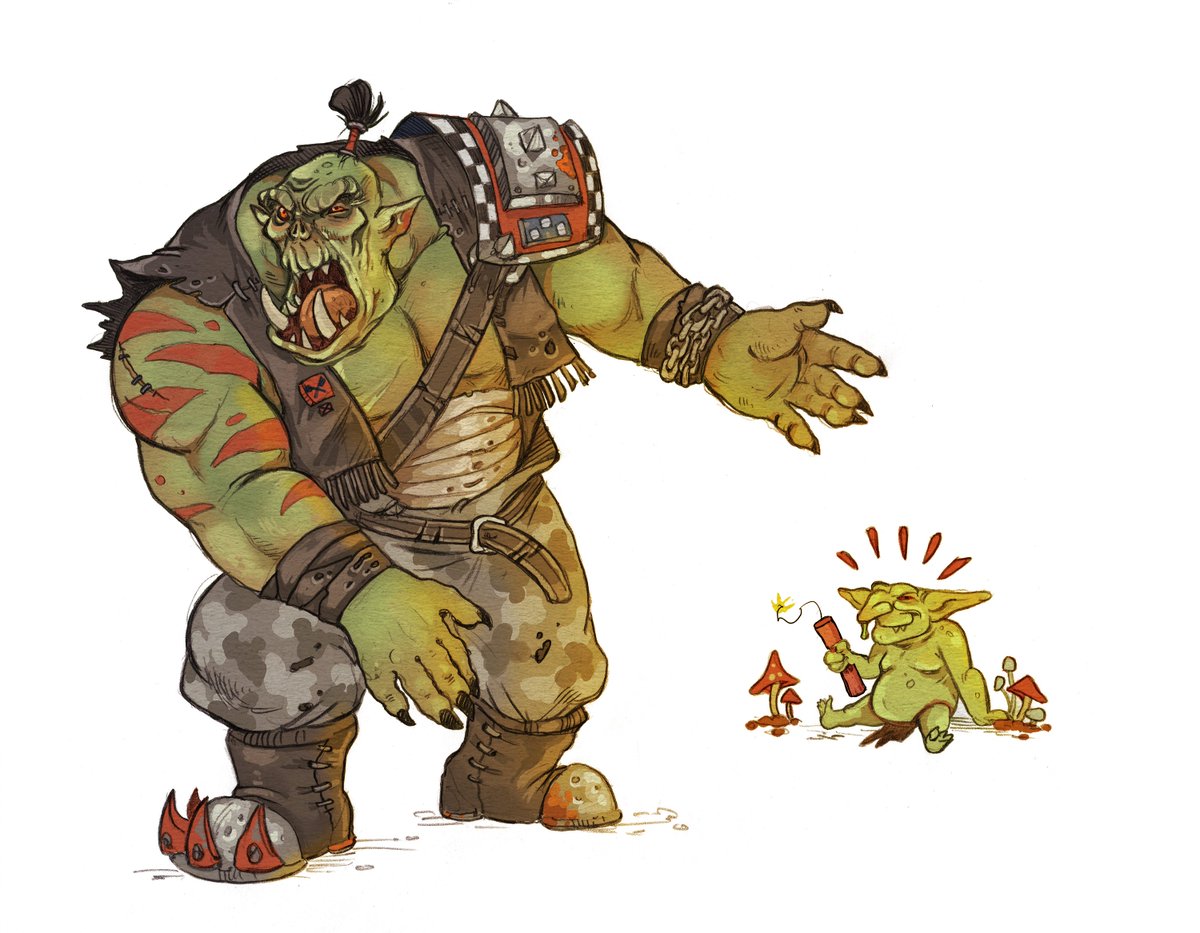 (Oops! I forgot about that...)

Once upon a time, I drew a silly comic about Red Gobbo and a snotty sapper. This little guy showed up in a recent roleplay my friend hosted for our company in honor of orktober. I decided to preserve a moment of shared delight in this sketch.