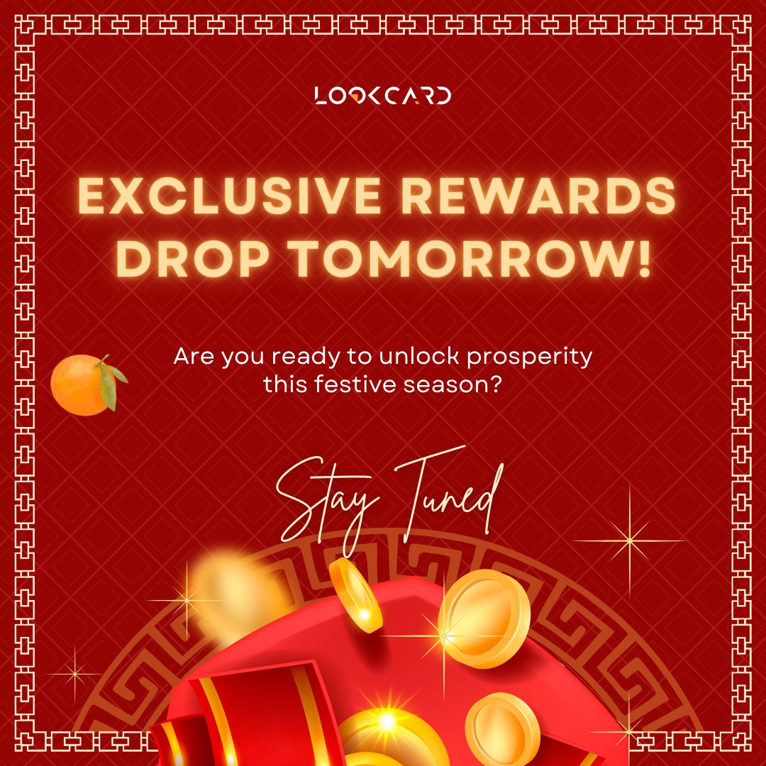 LookCard_io's tweet photo. 🎉 Something EXCITING is being revealed tomorrow to make this season of prosperity even more rewarding!🧧 Stay tuned & prepare to celebrate in style!
#SpendwithLookCard #CreditCard #FinTech #DigitalCurrency #Innovation #PaymentSolutions #Crypto #CryptoCard #CryptoCommunity #Web3 https://t.co/WV7mn6UVET