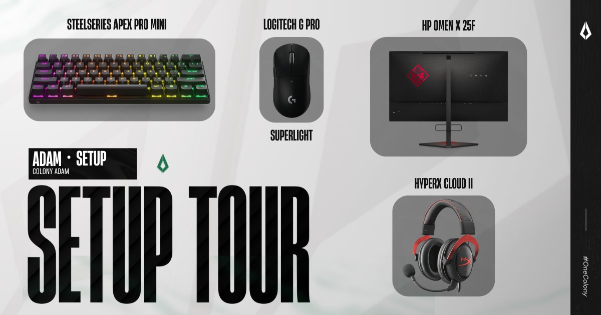 Colony Esports is excited to showcase the setup of  <a href="/ad4m1x/">adam</a> , giving a behind-the-scenes look at what drives their success.💚🖥️
