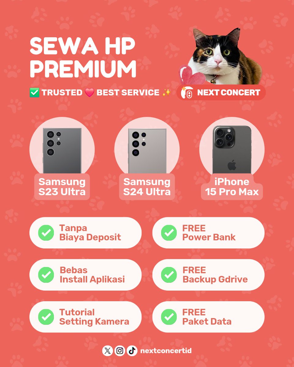 Available Sewa HP✨
📱 iPhone 15 Pro Max
📱 Samsung S24 Ultra
📱 Samsung S23 Ultra

Special Price &amp; COD Venue💕
➡️ infinite, maroon 5, seventeen hangout, wave to earth, niki, keshi? sea &amp; pond, lykn, overpass (bi, baekhyun, jey), yoasobi

wtr rent rental s23u s24u ip15pm