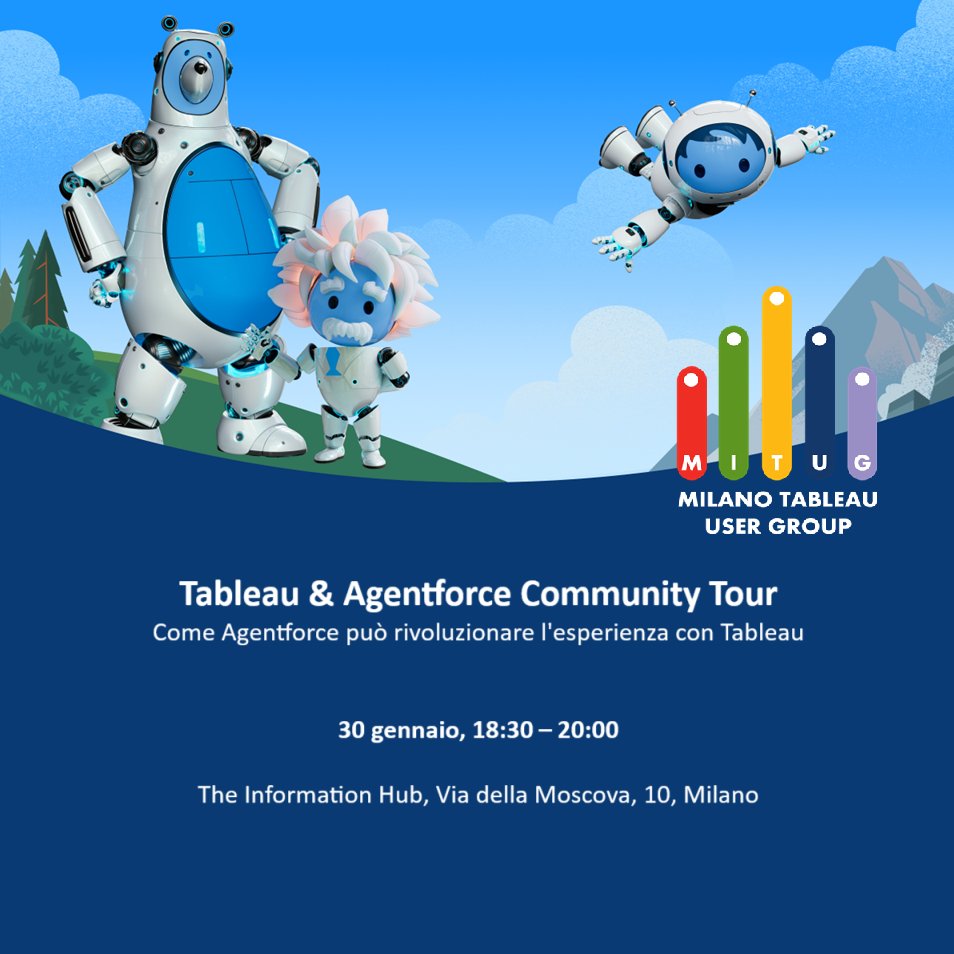 Torna #Tableau User Group a Milano!

Parleremo di #Agentforce e di come può rivoluzionare la tua esperienza con Tableau. 

Un'applicazione #AI autonoma e proattiva che fornisce assistenza specializzata e sempre attiva in linguaggio naturale.

link
usergroups.tableau.com/events/details…