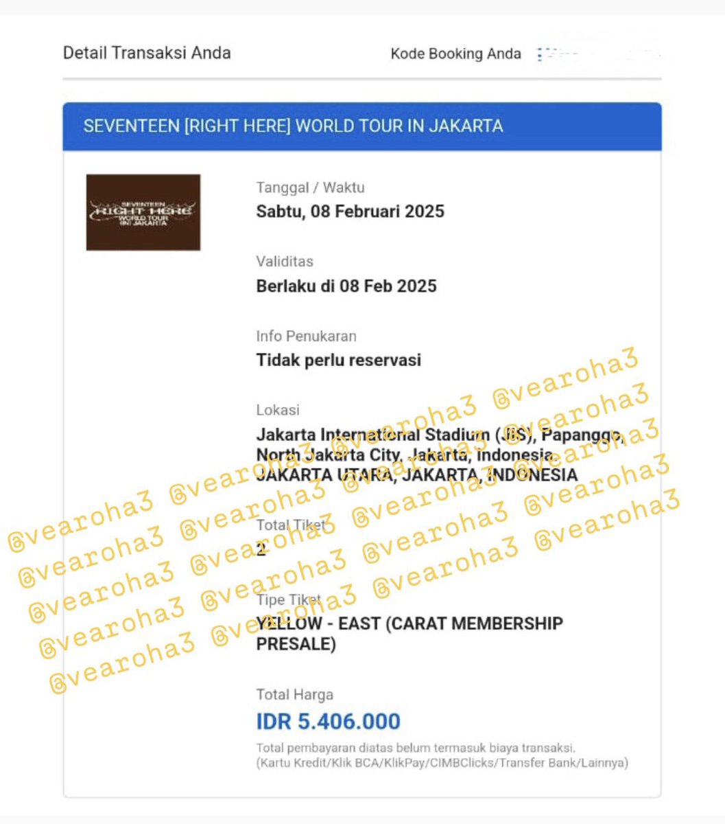 Vearoha3's tweet photo. WTS / WANT TO SELL

SEVENTEEN IS RIGHT HERE IN JAKARTA
DAY 1

💛  2 TIX YELLOW EAST  (Carat Member)

Harga per tiket Rp. 2.700.000 (normal price)

✅ Bisa DP kecil
✅ Pelunasan bisa COD

reason to sell: secured priority section
mention after dm please

#SVT_RIGHT_HERE_IN_JAKARTA https://t.co/RoutJJeqLV
